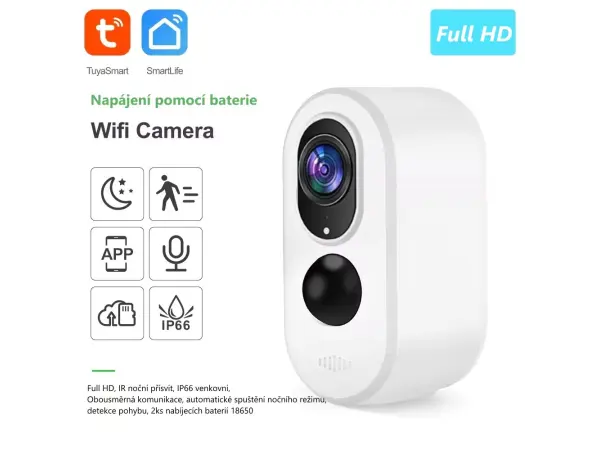 wifi p2p ip kamera tuya pst-sdw-2-s 2mpx 2ks baterie se solarnim panelem