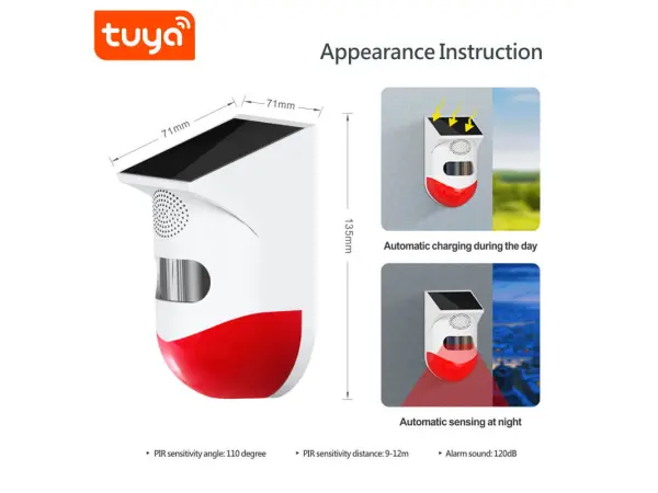 tuya solarni wifi alarm ct80wr sirena proti kradezi