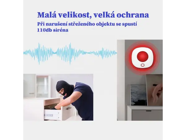 wifi chytry domovni bezdratovy alarm sn11 tuya  s vykonnou sirenou pro android,ios