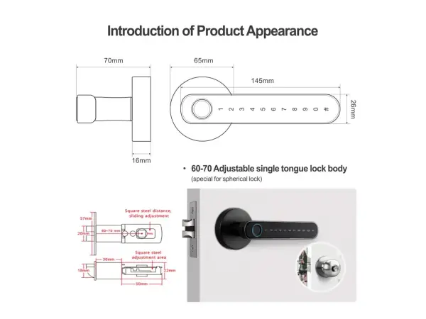 tuya smart dverni zamek s cteckou otisku prstu bluetooth pst-t8