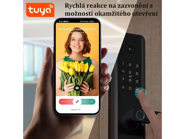 tuya smart dverni zamek s intercomem cteckou otisku prstu, s kamerou 1,3mp pst-k1 pro max