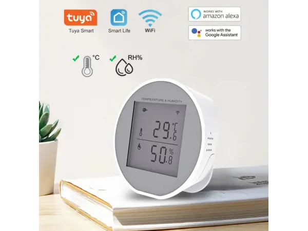tuya smart wifi senzor teploty a vlhkosti s moznosti instalace na stul nebo zed - model pst-wsd400h