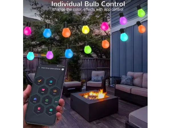 tuya smart wifi g40w venkovni svetelny retez s magickymi barvami - 15m