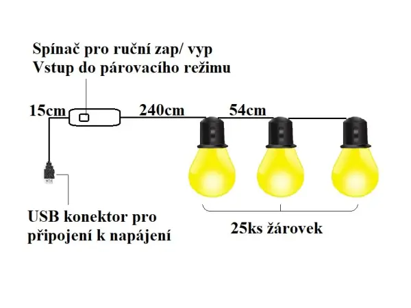 tuya smart wifi g40w venkovni svetelny retez s magickymi barvami - 15m