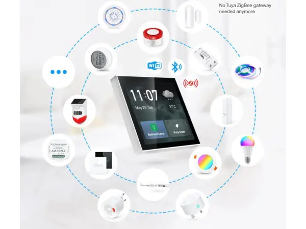 tuya chytry ovladaci dotykovy display s branou smoot air zigbee pst-t6e, bily 