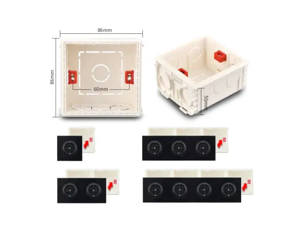 sran montazni krabice pod omitku pro 1 zasuvku 86*86*50mm