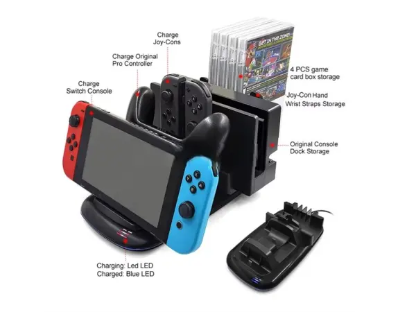 vertikalni nabijeci stojan snd-408 s aktivnim chlazenim pro nintendo switch