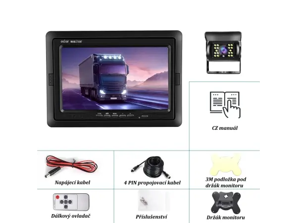 parkovaci system truck f0505c1-ahd, 2x 18ir led kamera s 7" lcd displejem na palubku