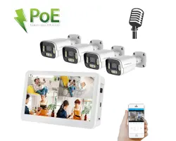 PoE IP 4 kamerov� set XM-456B 4MPx s LCD 12", CZ menu - 8790 K�