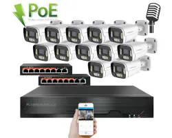 4K IP 12 kamerov� set s extern�m PoE XM-1206D-Ext. 8MPx, mikrofon, CZ menu - 28490 K�