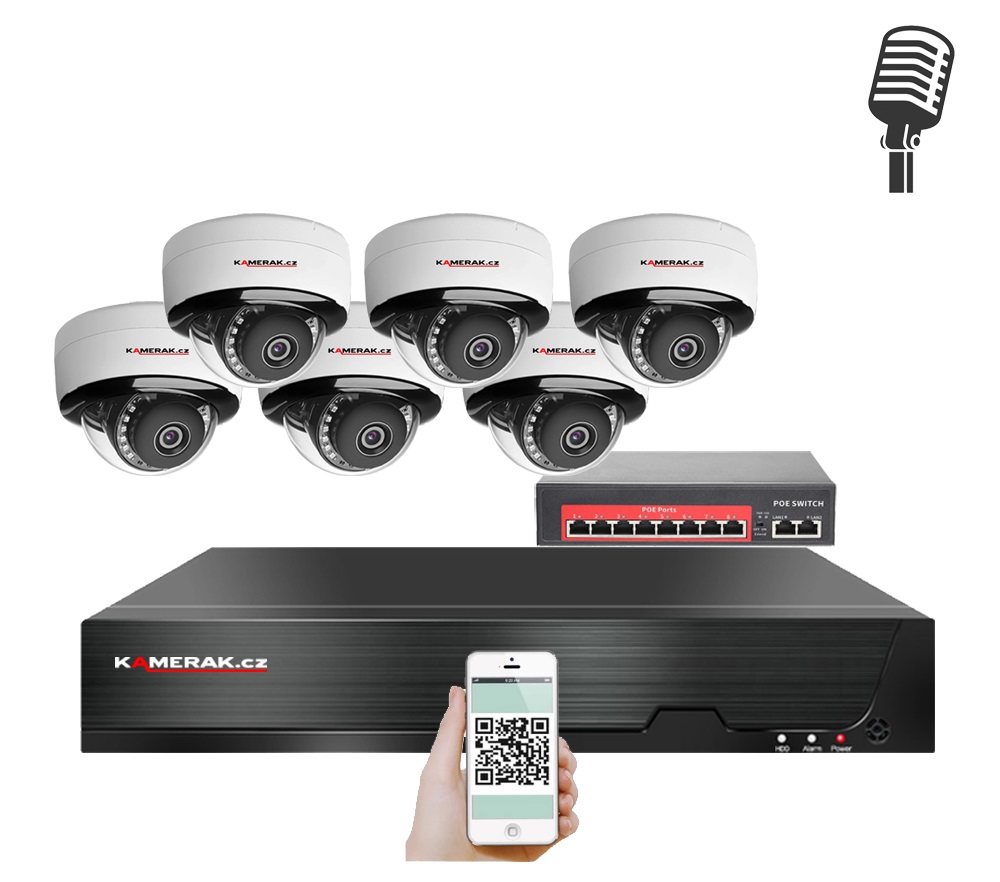 6 kamerov IP systm IP XM-605B-Ext. 4MPx s externm PoE napjenm