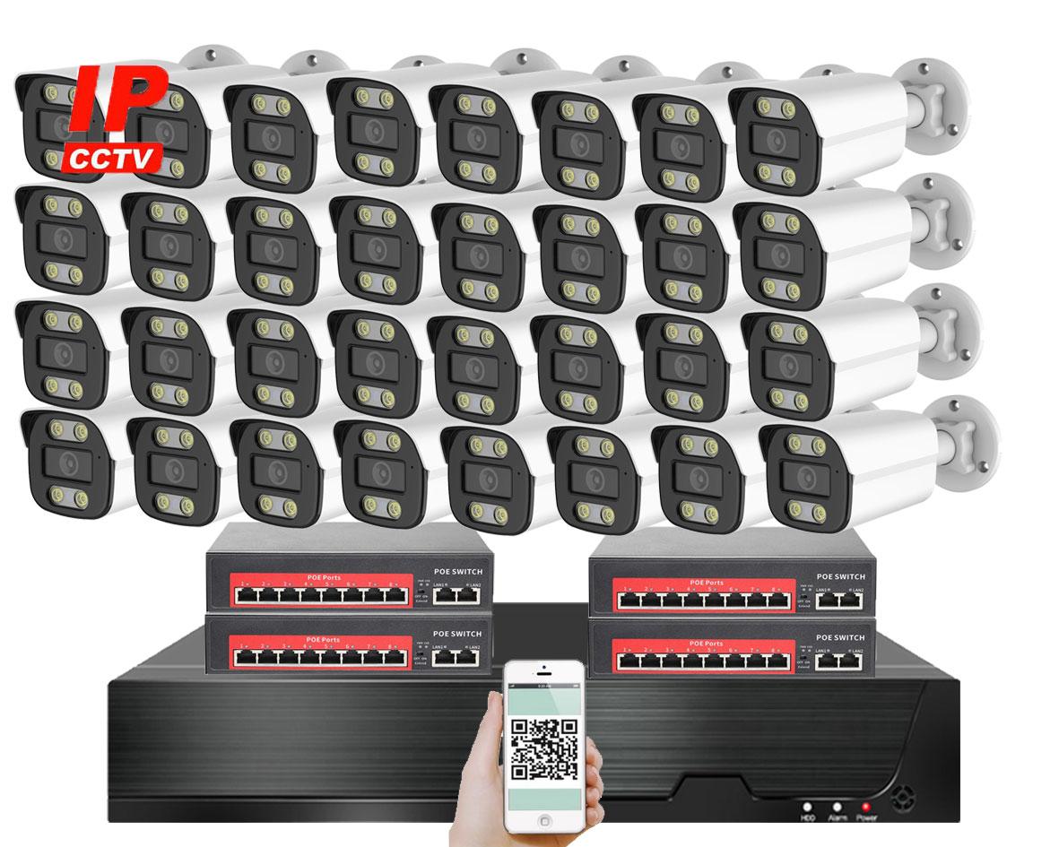32 kamerov IP systm IP XM-3214B-Ext. 4MPx s externm PoE napjenm