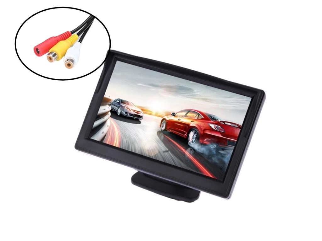 LCD 5"  monitor C0070 pro parkovac� kameru,  na palubku i s p��savkou na sklo - 690 K�
